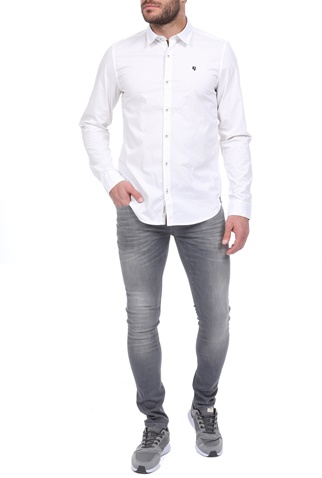 GARCIA JEANS-Ανδρικό πουκάμισο GARCIA JEANS λευκό μπλε