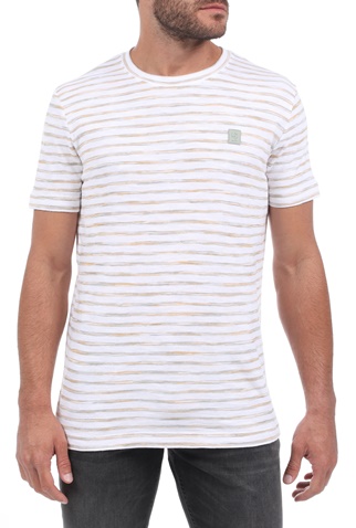 GARCIA JEANS-Ανδρικό t-shirt GARCIA JEANS λευκό μπεζ
