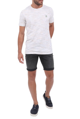 GARCIA JEANS-Ανδρικό t-shirt GARCIA JEANS λευκό μπεζ