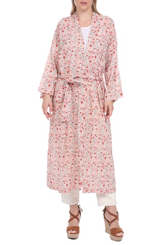 MABE-Γυναικείο μακρύ κιμονό MABE KELBY DRESSING GOWN μπεζ κόκκινο