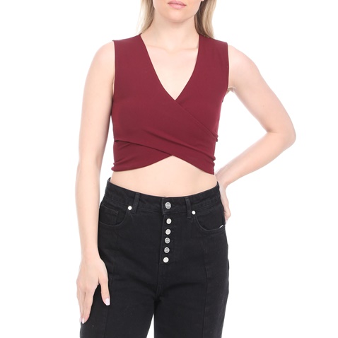 ATTRATTIVO-Γυναικείο cropped top ATTRATTIVO μπορντό
