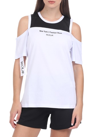 WOLM-Γυναικείο t-shirt WOLM μαύρο λευκό