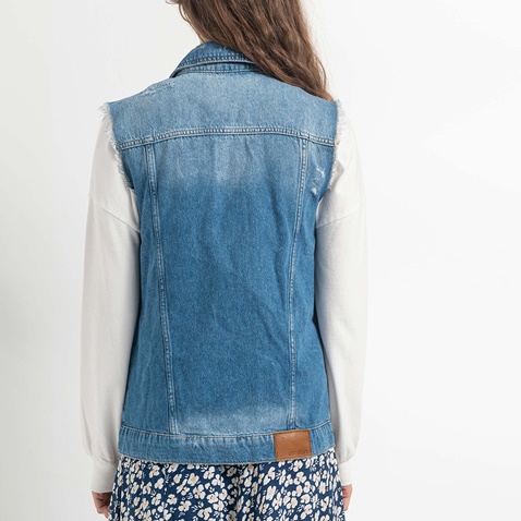 ATTRATTIVO-Γυναικείο αμάνικο denim jacket ATTRATTIVO μπλε