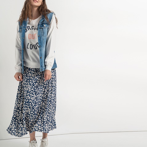 ATTRATTIVO-Γυναικείο αμάνικο denim jacket ATTRATTIVO μπλε