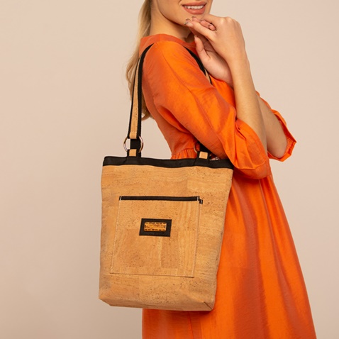APOXYLO-Γυναικεία τσάντα shopper APOXYLO 364 SHOPPER εκρού μαύρη