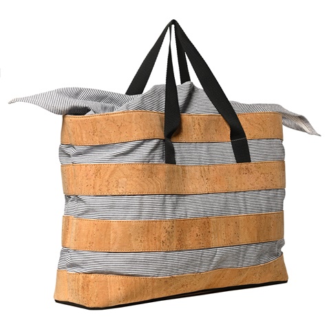 APOXYLO-Γυναικεία τσάντα θαλάσσης APOXYLO 366 SUMMER BEACH BAG εκρού μπλε