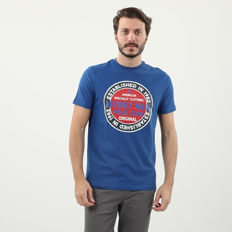 BEVERLY HILLS POLO CLUB-Ανδρική μπλούζα BEVERLY HILLS POLO CLUB μπλε