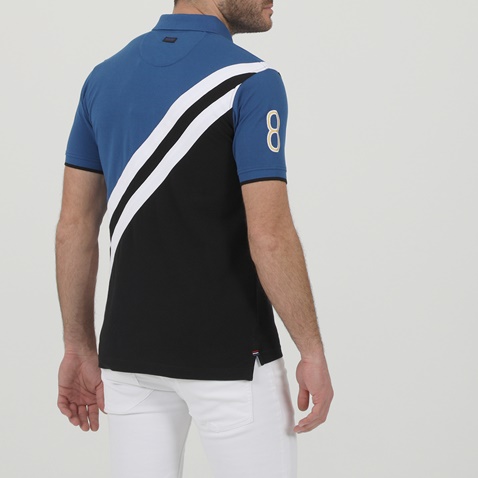 BEVERLY HILLS POLO CLUB-Ανδρική polo μπλούζα BEVERLY HILLS POLO CLUB BHP.1S2.062.027 μαύρη μπλε