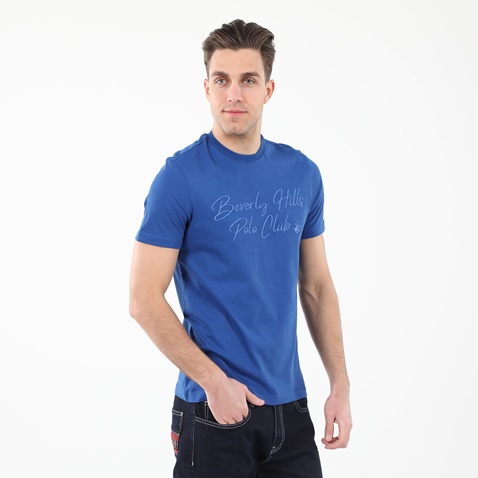 BEVERLY HILLS POLO CLUB-Ανδρικό t-shirt BEVERLY HILLS POLO CLUB BHP.CNT.042.010 μπλε