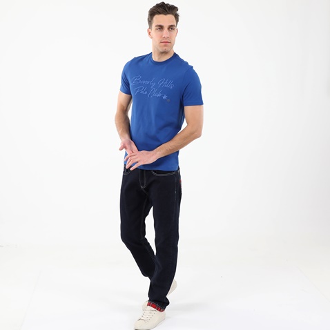 BEVERLY HILLS POLO CLUB-Ανδρικό t-shirt BEVERLY HILLS POLO CLUB BHP.CNT.042.010 μπλε