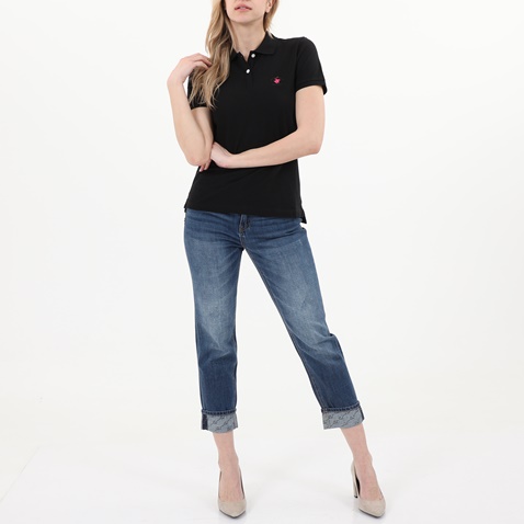 BEVERLY HILLS POLO CLUB-Γυναικεία polo μπλούζα BEVERLY HILLS POLO CLUB BHW.CNT.062.008 μαύρη
