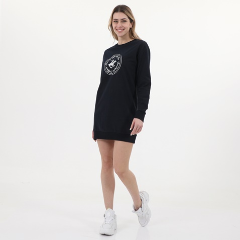 BEVERLY HILLS POLO CLUB-Γυναικείο μακρύ φούτερ BEVERLY HILLS POLO CLUB BHW.1S1.016.065 μπλε