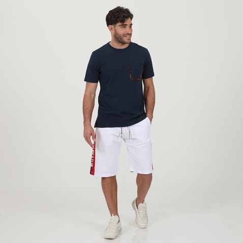 BEVERLY HILLS POLO CLUB-Ανδρική sport βερμούδα BEVERLY HILLS POLO CLUB BHP.1S1.017.008 λευκή