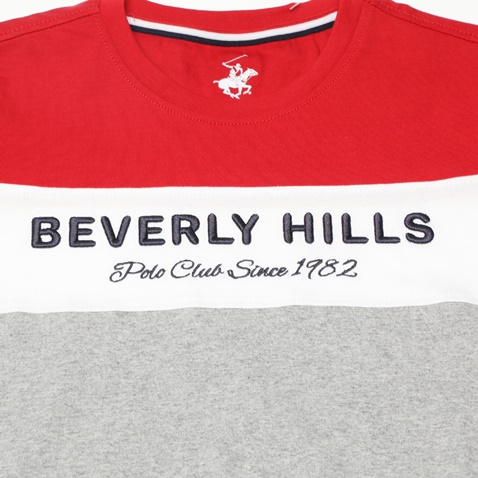 BEVERLY HILLS POLO CLUB-Παιδικό t-shirt BEVERLY HILLS POLO CLUB BHP.1S1.042.106 γκρι κόκκινο