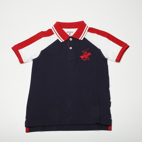 BEVERLY HILLS POLO CLUB-Παιδική polo μπλούζα BEVERLY HILLS POLO CLUB BHP.1S1.062.101 μπλε κόκκινη