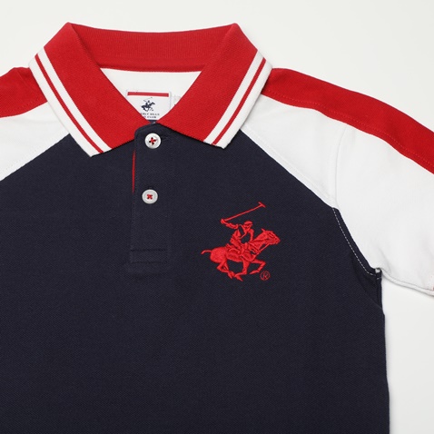 BEVERLY HILLS POLO CLUB-Παιδική polo μπλούζα BEVERLY HILLS POLO CLUB BHP.1S1.062.101 μπλε κόκκινη