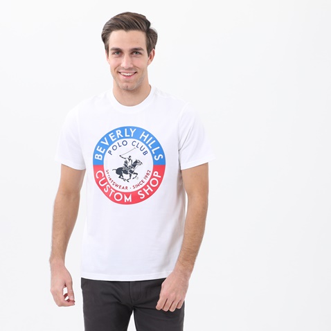 BEVERLY HILLS POLO CLUB-Ανδρική μπλούζα BEVERLY HILLS POLO CLUB λευκή