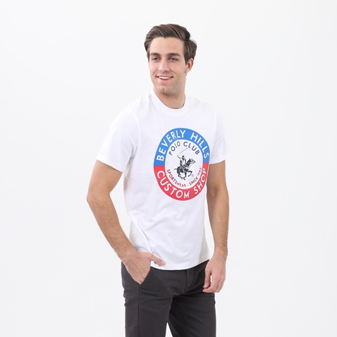 BEVERLY HILLS POLO CLUB-Ανδρική μπλούζα BEVERLY HILLS POLO CLUB λευκή