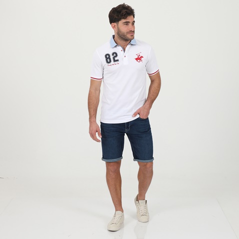 BEVERLY HILLS POLO CLUB-Ανδρική jean βερμούδα BEVERLY HILLS POLO CLUB BHP.1S2.021.004 μπλε