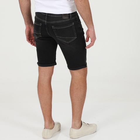 BEVERLY HILLS POLO CLUB-Ανδρική jean βερμούδα BEVERLY HILLS POLO CLUB BHP.1S2.021.004 μαύρη