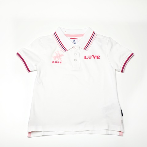 BEVERLY HILLS POLO CLUB-Παιδική polo μπλούζα BEVERLY HILLS POLO CLUB Girl Big Americana λευκή