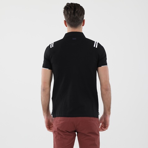 BEVERLY HILLS POLO CLUB-Ανδρική polo μπλούζα BEVERLY HILLS POLO CLUB BHP.1S2.062.026 Mens Americana STOP μαύρη