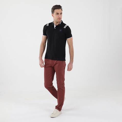 BEVERLY HILLS POLO CLUB-Ανδρική polo μπλούζα BEVERLY HILLS POLO CLUB BHP.1S2.062.026 Mens Americana STOP μαύρη