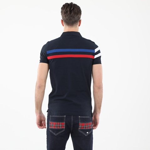 BEVERLY HILLS POLO CLUB-Ανδρική polo μπλούζα BEVERLY HILLS POLO CLUB BHP.CNT.062.018 μπλε