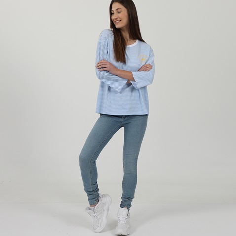BEVERLY HILLS POLO CLUB-Γυναικείο jean παντελόνι BEVERLY HILLS POLO CLUB BHW.1S1.020.003 μπλε