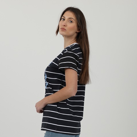 BEVERLY HILLS POLO CLUB-Γυναικείο t-shirt BEVERLY HILLS POLO CLUB BHW.1S1.062.028 μπλε λευκό ριγέ