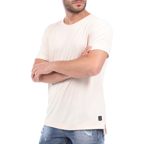 DIRTY LAUNDRY-Ανδρικό t-shirt DIRTY LAUNDRY MODAL RAW CUT εκρού