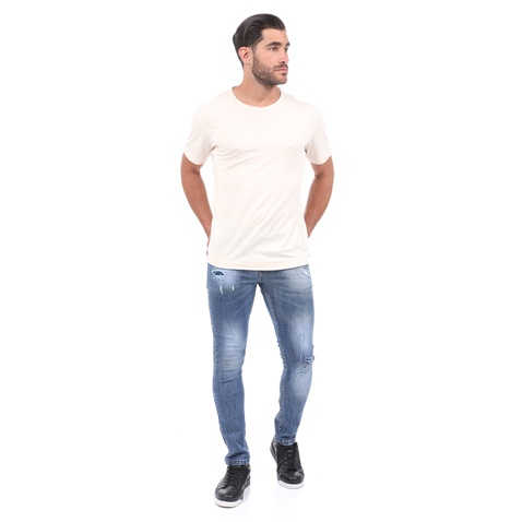 DIRTY LAUNDRY-Ανδρικό t-shirt DIRTY LAUNDRY MODAL RAW CUT εκρού