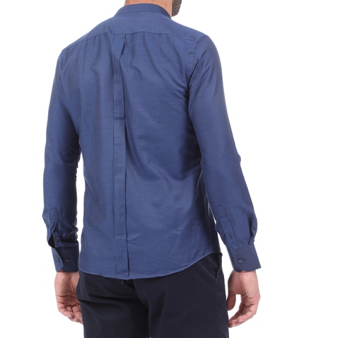 MARTIN & CO-Ανδρικό πουκάμισο MARTIN & CO SLIM FIT MAO μπλε
