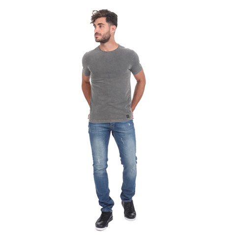 DIRTY LAUNDRY-Ανδρικό t-shirt DIRTY LAUNDRY ROLL SLEEVE ανθρακί