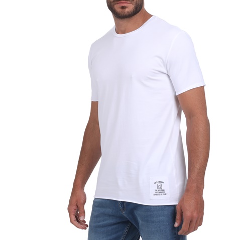 DIRTY LAUNDRY-Ανδρικό t-shirt DIRTY LAUNDRY PATCH RAW CUT λευκό