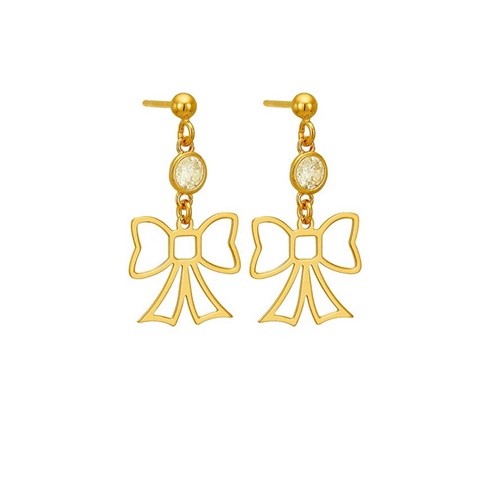 VOGUE-Γυναικεία ασημένια κρεμαστά σκουλαρίκια φιογκάκια VOGUE χρυσά