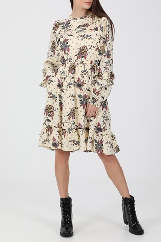 SCOTCH & SODA-Γυναικείο mini φόρεμα SCOTCH & SODA Printed ruffle dress εκρού floral