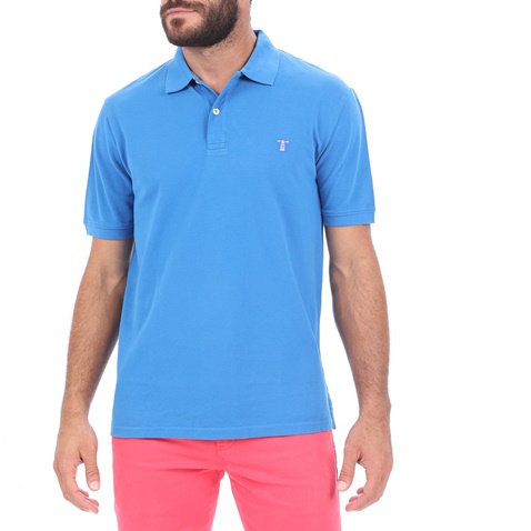 HAMPTONS-Ανδρική polo μπλούζα HAMPTONS PIQUE μπλε