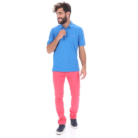 HAMPTONS-Ανδρική polo μπλούζα HAMPTONS PIQUE μπλε