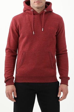 SUPERDRY-Ανδρική φούτερ μπλούζα SUPERDRY OVIN VINTAGE LOGO EMB HOOD κόκκινη