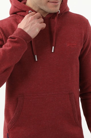 SUPERDRY-Ανδρική φούτερ μπλούζα SUPERDRY OVIN VINTAGE LOGO EMB HOOD κόκκινη