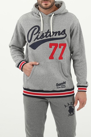 SUPERDRY-Ανδρική φούτερ μπλούζα SUPERDRY COLLEGIATE HOOD γκρι 