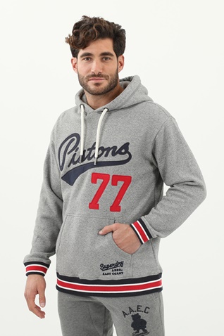 SUPERDRY-Ανδρική φούτερ μπλούζα SUPERDRY COLLEGIATE HOOD γκρι 