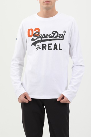 SUPERDRY-Ανδρική μπλούζα SUPERDRY VL AC LS TOP λευκή