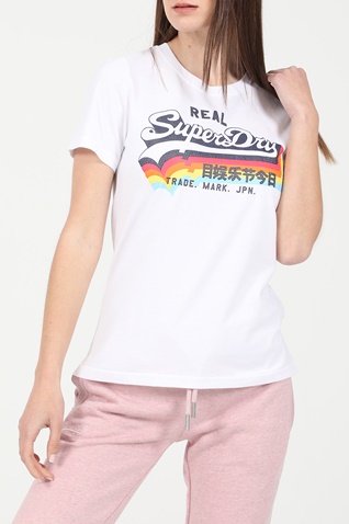 SUPERDRY-Γυναικείο t-shirt SUPERDRY VL λευκό