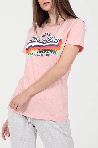 SUPERDRY-Γυναικείο t-shirt SUPERDRY VL ροζ