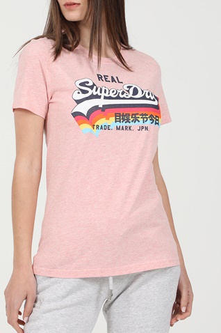 SUPERDRY-Γυναικείο t-shirt SUPERDRY VL ροζ