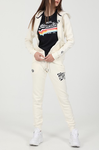 SUPERDRY-Γυναικεία φούτερ ζακέτα SUPERDRY PRIDE IN CRAFT ZIPHOOD εκρού