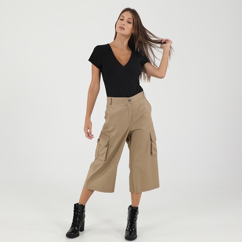 STAFF JEANS-Γυναικείο cropped παντελόνι STAFF JEANS 60-P2337.041 MANDY καφέ