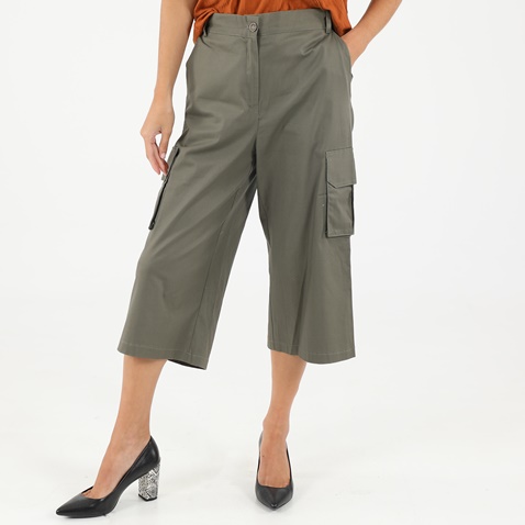 STAFF JEANS-Γυναικείο cropped παντελόνι STAFF JEANS 60-P2337.041 MANDY χακί